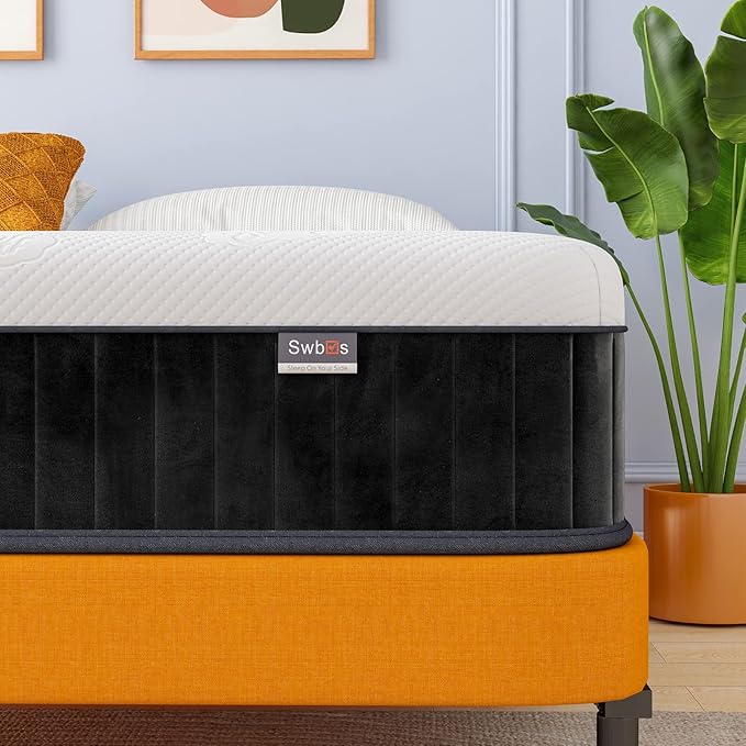 Swbvs Twin Mattress, 10 Inch Memory Foam Single Bed Mattress with Innerspring Hybrid Mattress in a Box Pressure Relief & Supportive Twin Size Mattress