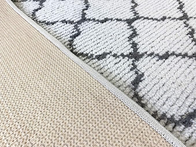 Custom Size Modern Runner Rug Carpet for Hallway Entryway Foyer Kitchen, Slip Resistant Latex Rubber Backed 31 inch Wide X Customized Length, Trellis Grey, 31 inch X 27 feet