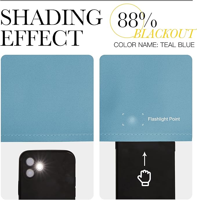 NICETOWN Room Darkening Curtains for Living Room, Grommet Window Treatment Thermal Insulated Solid Sound Reducing Drapes for Bedroom, Teal Blue, Set of 2, W52 x L102