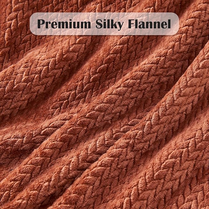 NEWCOSPLAY Super Soft Throw Blanket Coffee Premium Silky Flannel Fleece Leaves Pattern Lightweight Bed Blanket All Season Use (Coffee, Throw(50"x60"))