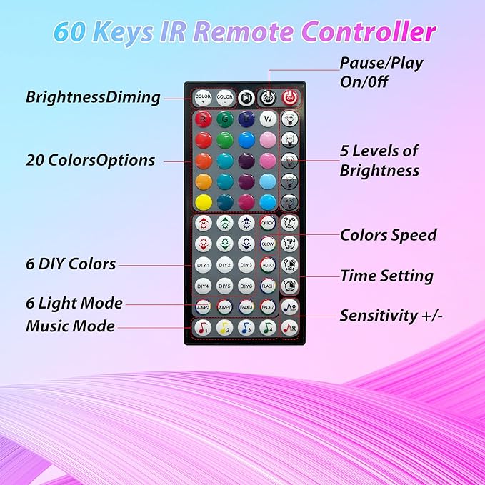 Led Lights for Bedroom 400 ft (4 Rolls*100ft) Music Sync RGB Led Strip Lights with Remote App Control, Color Changing Led Lights for Room Home Kitchen Party Decor