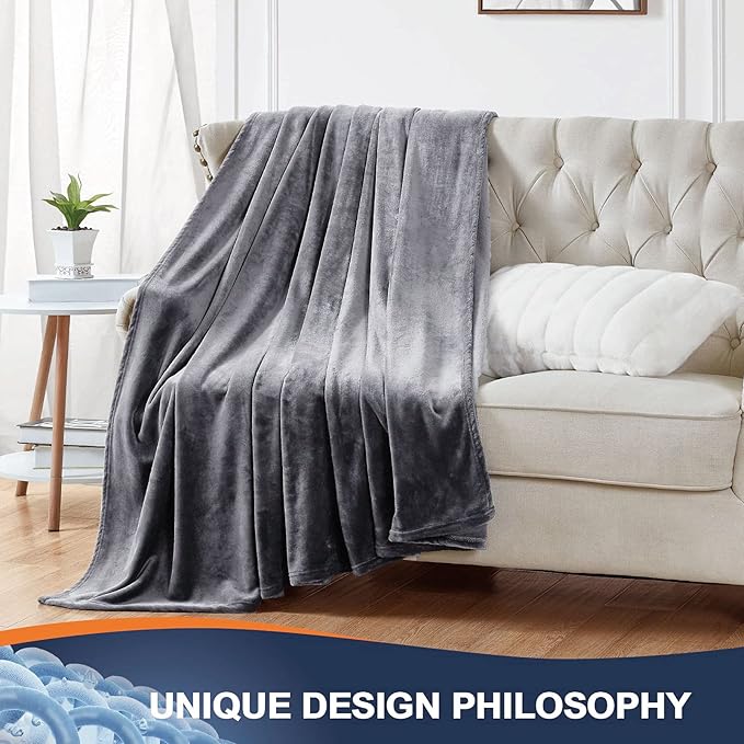 Walensee Fleece Blanket Plush Throw Fuzzy Lightweight (Twin Size 60x80 Dark Grey) Super Soft Microfiber Flannel Blankets for Couch, Bed, Sofa Ultra Luxurious Warm and Cozy for All Seasons