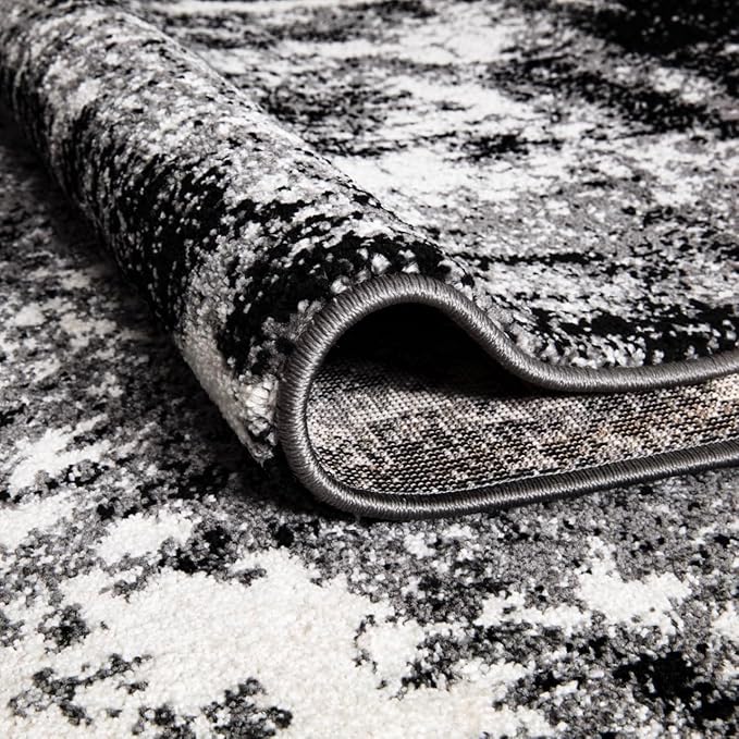 Keen Home Design Area Rugs - 2x20 Non-Shedding, Abstract Rugs for Kitchen, Living Room, Bedroom, Dining Room, Entryway - Size: 2'8" x 20', Abstract Black