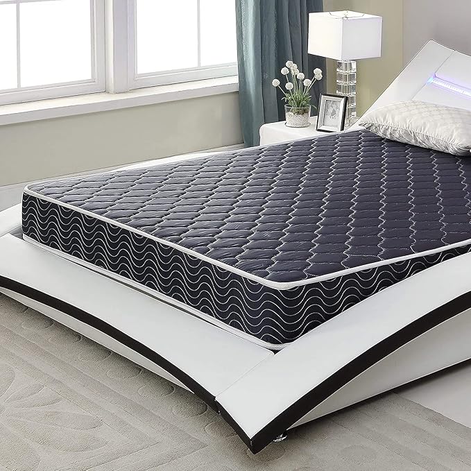 AC Pacific 6-Inch Water-Resistant High-Density Foam Mattress Made in USA with Stylish Diamond-Quilted Breathable Fabric, Distributes Weight Evenly, Full Deluxe, Navy Blue