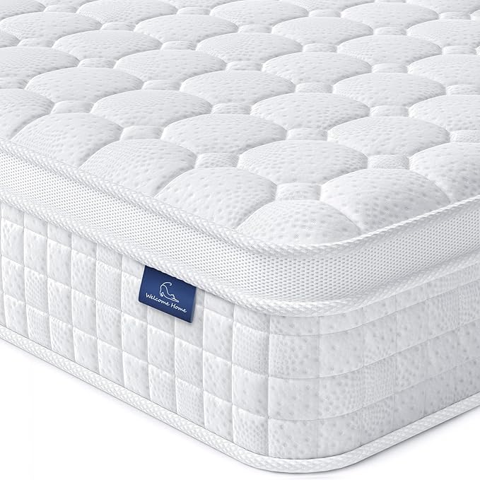 Vesgantti 10 Inch Multilayer Hybrid Twin Mattress - Multiple Sizes & Styles Available, Ergonomic Design with Memory Foam and Pocket Spring, Medium Firm Feel, White