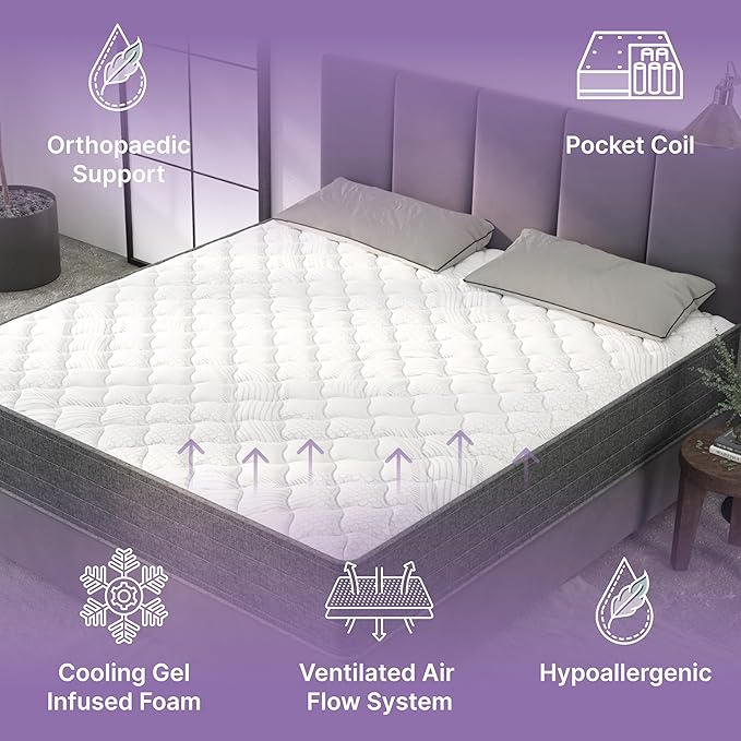 NapQueen Twin-XL Mattress, 10 Inch Victoria Hybrid Cooling Gel Infused Pocket Spring and Memory Foam Mattress, Twin-XL Size Mattress Bed in a Box, CertiPUR-US Certified, Fiberglass-Free Mattress
