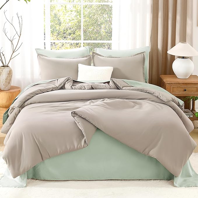 Litanika Twin XL Comforter Set Oatmeal - 2 Pieces Extra Long Bed Set for College Dorm, All Season Bedding Set for Girls and Boys