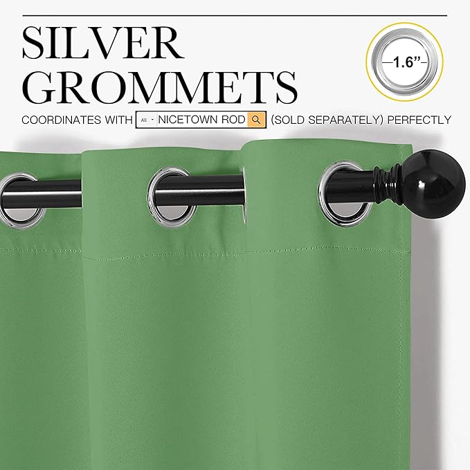 NICETOWN Froest Green Blackout Curtains 120 inches Length for Living Room, 2 Panels, 55" Wide, Thermal Insulated Long Drapes for Large Window