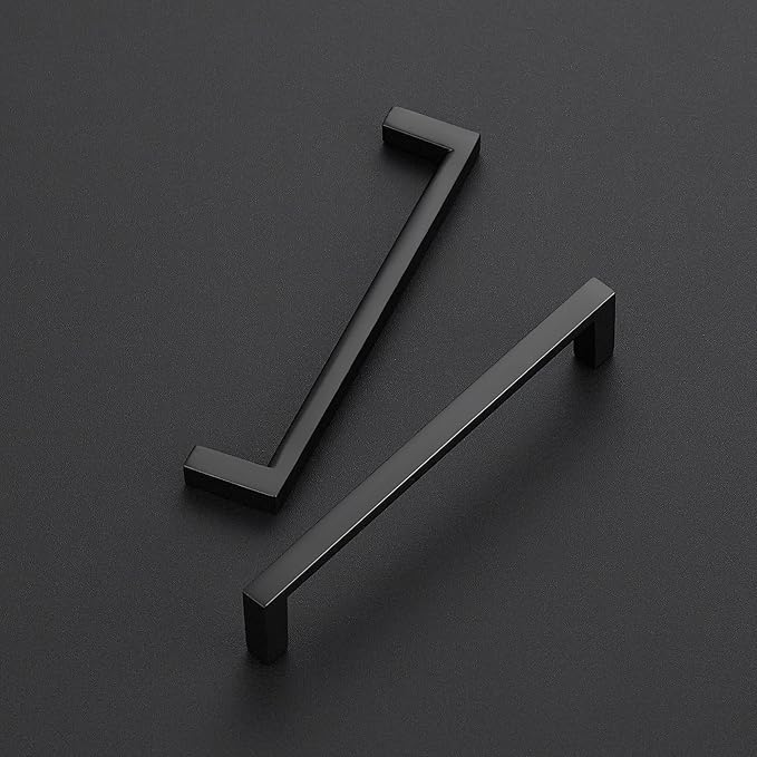Ravinte 25 Pack Matte Black Cabinet Pulls, 5 Inch (128mm) Hole Center Slim Kitchen Handles, Square Drawer Pulls for Cabinets & Cupboards, Hardware