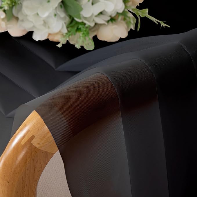Aiyufeng Black Sheer Curtains 90" Long for Living Room Windows, Voile Sheer Casual Light Filtering Window Curtain Drapes for Bedroom, 42" Wide, Set of 2