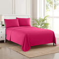 Sweet Home Collection California King Size Sheet Set with Built-in Sheet Straps - Deep Pocket Fitted Sheet, Flat Sheet & Pillowcases - Soft, Wrinkle-Free, Secure Fit - Fuschia