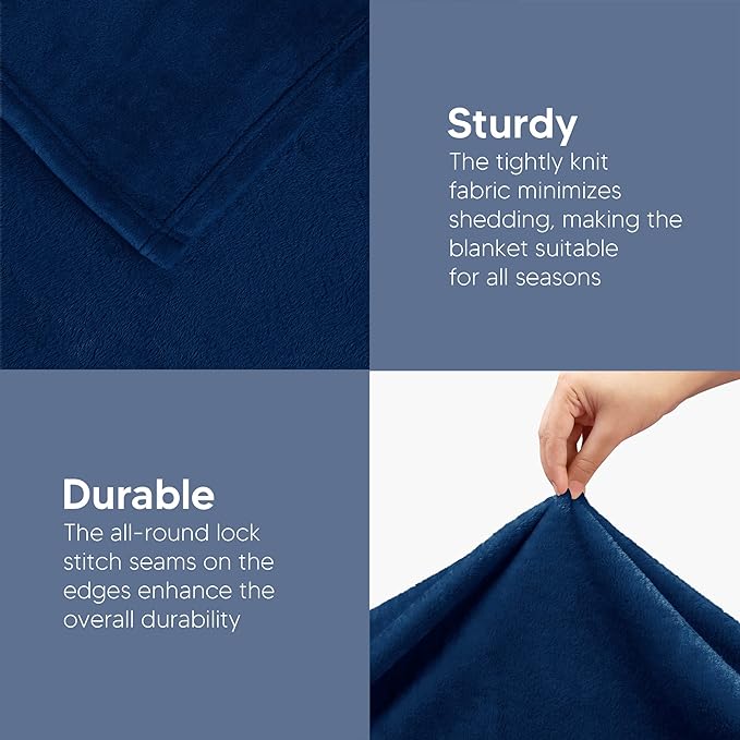 Utopia Bedding Fleece Blanket Twin Size Navy 300GSM Luxury Anti-Static Fuzzy Soft Microfiber Bed Blanket (60x80 Inch)