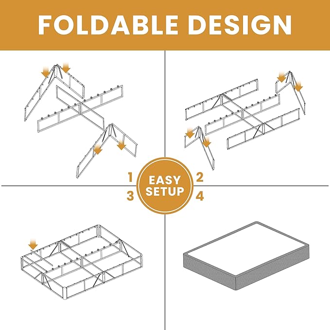 MAF 5 Inch Box Spring Full Size Bed, Low Profile Full Box Spring Bed Base, 3500 lbs Black Heavy Duty Metal Mattress Foundation with BoxSpring Cover, No Squeaky, Easy Assembly