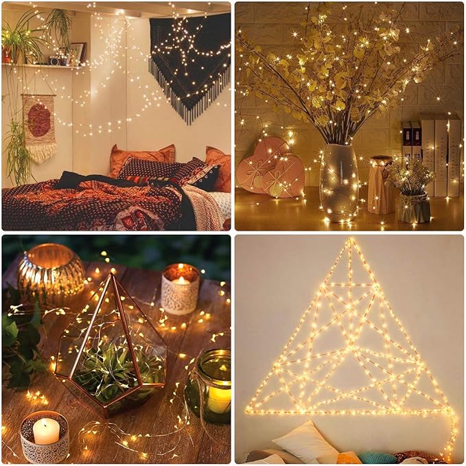 24 Pack Fairy Lights Battery Operated [3 Modes] 7ft 20 LED Mini Twinkle String Lights Waterproof Silver Wire Firefly Starry Lights for Wedding Party Mason Jars Christmas Decor, Warm White & Cool White