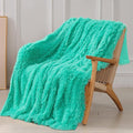 Tuddrom Decorative Extra Soft Faux Fur Blanket Queen Size 80" x 90",Solid Reversible Fuzzy Fluffy Plush Fleece Comfy Microfiber Fur Blanket for Couch Sofa Bed,Teal Blue
