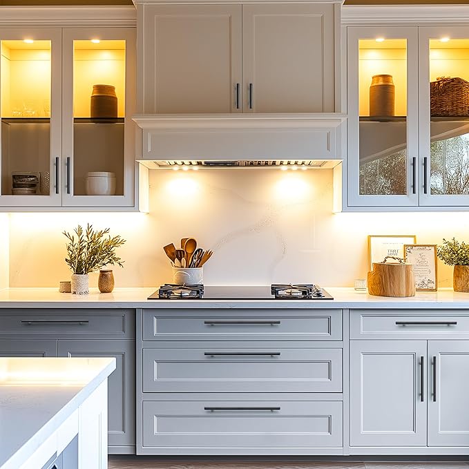 JOY DECOR 3 Pack Cabinet Handles, Black Cabinet Pulls, 4 in Hole Center Kitchen Hardware, Stainless Steel T Bar Handles for Dresser Drawers