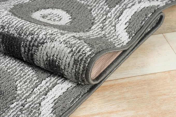 Custom Length Cut to Size Retro Modern Geometric Carpet Runner Rug for Hallways, Non Slip Rubber Backed, 31 inch Wide X Customized Length, Geo Grey, 31 inch X 24 feet