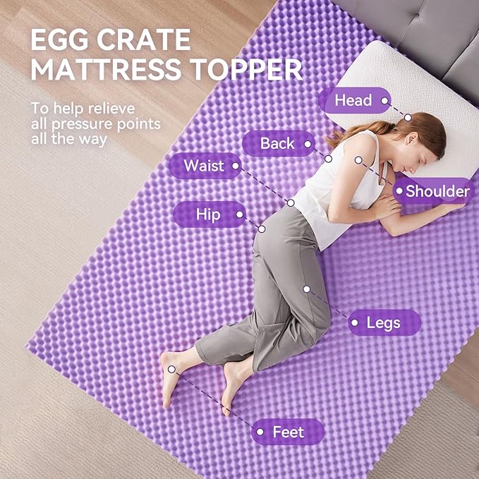 SINWEEK 4 Inch Egg Crate Memory Foam Mattress Topper Queen Size, Soft Mattress Pad for Back Pain Relief, Bed Topper, CertiPUR-US Certified