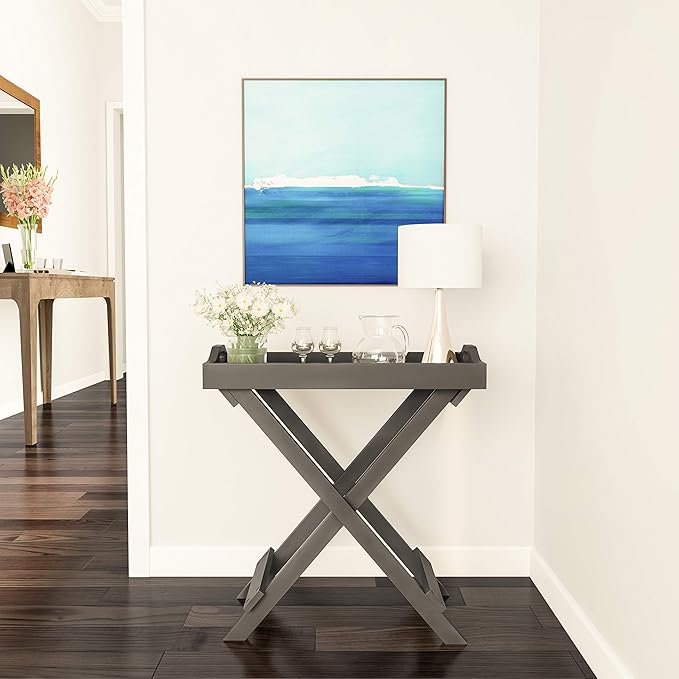 Folding TV Tray Table - Contemporary Side Table with Removable Tray Top for Food Serving, Decor, or Meals - Portable End Furniture for Living Room, Bedroom, or Home Office by Lavish Home (Gray)