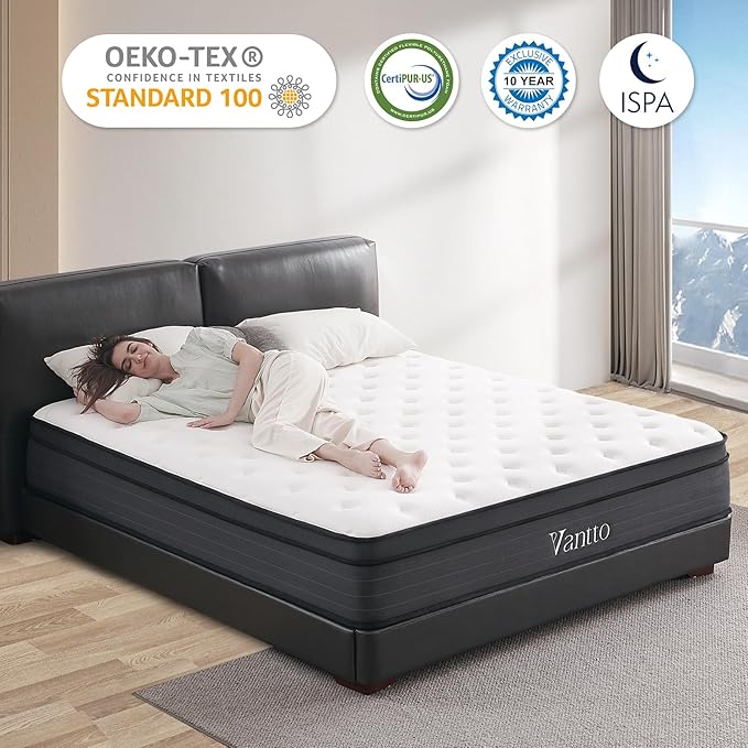 Full Mattresses, 14 Inch Memory Foam Hybrid Mattress in a Box with Pocket Springs for Motion Isolation Pressure Relief, 100 Nights Trial, CertiPUR-US