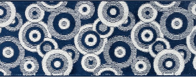 Custom Length Cut to Size Retro Modern Coastal Carpet Runner Rug for Hallways, Non Slip Rubber Backed, 31 inch Wide X Customized Length, Geo Blue, 31 inch X 7 feet