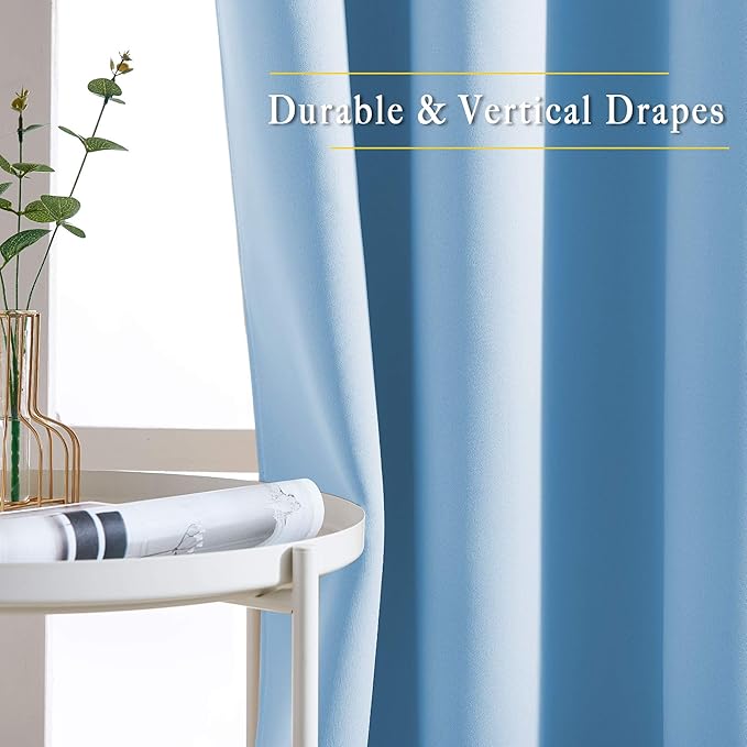 NICETOWN Blackout Window Curtains 72 inches Long, Thermal Insulated Grommet Room Darkening Window Treatments for Bedroom/Living Room, Blue, Set of 2, W37 x L72