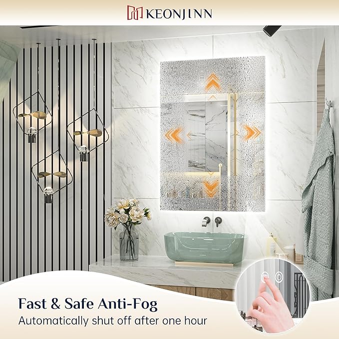 Keonjinn LED Backlit Mirror 84” x 32” Oversized Lighted Bathroom Mirror with UL Listed LED Driver, Large Stepless Dimmable Wall Mirror, Tempered Glass, CRI90+ Anti Fog Vanity Mirror with Backlights