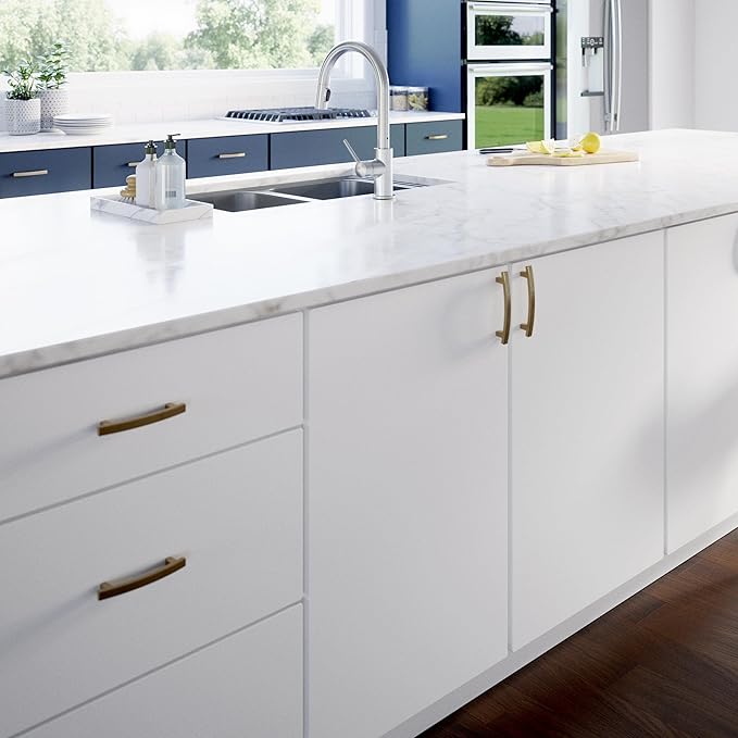Franklin Brass Pierce (5-Pack) Cabinet Handles 4' Hole Center Champagne Bronze Kitchen Drawer, Gold Pulls, Dresser, Furniture Hardware P29615K-CZ-B