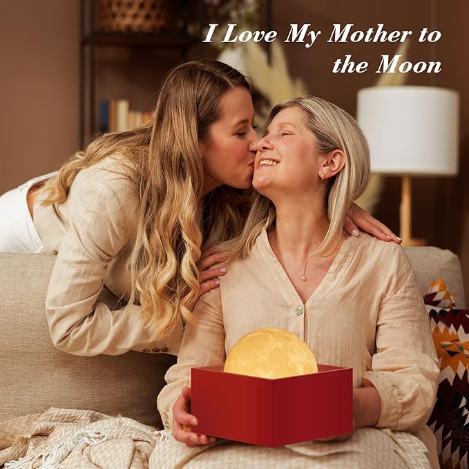 Mydethun 16-Color 3D Moon Lamp, 148 Lighting Modes, 5.9" Rechargeable Dimmable Night Light with Remote & Wooden Stand – Unique Gift for Women, Mom, Kids, Bedroom, Thanksgiving Table & Christmas Décor