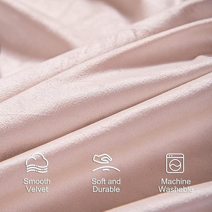 Lazzzy Velvet Blackout Curtains Thermal Insulated Room Window Drapes Super Soft Luxury Curtains for Living Room Bedroom Rod Pocket 2 Panels, Dusty Pink, 52" W x 102" L