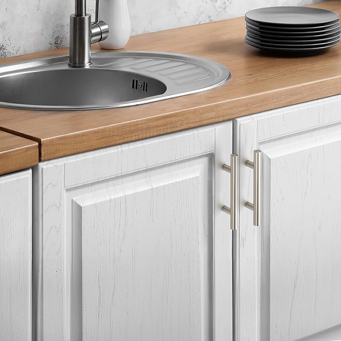 JOY DECOR 45 Pack Cabinet Handles, Brushed Nickel Cabinet Pulls, 3 in Hole Center Kitchen Cabinet Handles, Stainless Steel T Bar Handles for Dresser Drawers