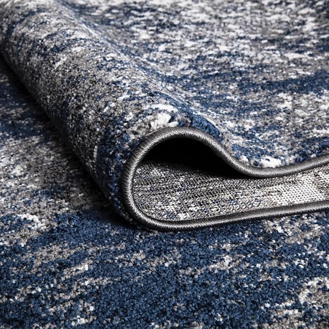 Keen Home Design Area Rugs - 6x9 Non-Shedding, Abstract Rugs for Kitchen, Living Room, Bedroom, Dining Room, Entryway - Size: 5'11" x 9'2", Navy/Grey/White