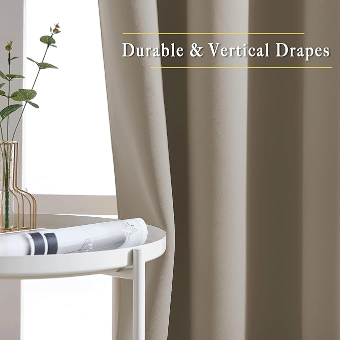 NICETOWN Insulated Curtains Blackout Draperies - Window Treatment Blackout Curtains/Drapes for Bedroom/Living Room Window (54 inches Long, 2 Panel Set, Taupe)
