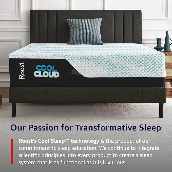 ROOST SLEEP Memory Foam Mattress, 14-Inch Queen – Cool Cloud Gel Foam Bed with Cooling Support and Pressure Relief – Soft, Contouring Mattress for Deeper Sleep