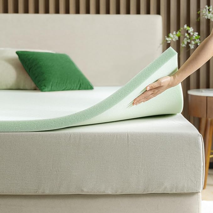 ZINUS 2 Inch Green Tea Memory Foam Mattress Topper, Smaller, More Convenient WonderBox Packaging, Pressure-Relieving Layers, CertiPUR-US Certified, Full