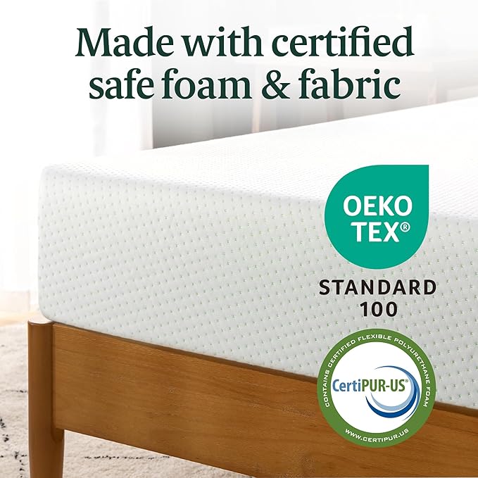ZINUS 8 Inch King Green Tea Memory Foam Mattress [New Version], Fiberglass free, Medium Firm Feel, Zoned Pressure Relief, Certified Safe Foams & Fabric, Mattress in A Box