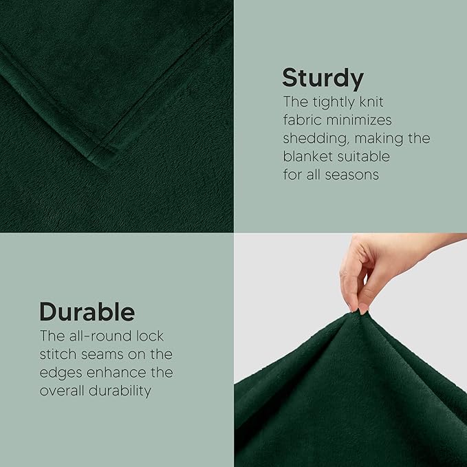 Utopia Bedding Fleece Blanket Throw Size Forest Green 300GSM Luxury Anti-Static Fuzzy Soft Microfiber Blanket for Couch, Sofa and Bed (60x50 Inch)