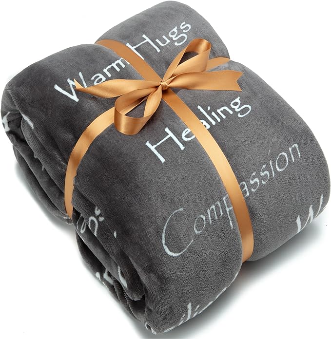 Chanasya Premium Sympathy Warm Hugs Gift Throw Blanket - for Positive Energy Love Support Comfort Sympathy - Cancer Chemo Surgery Get Well Gift Blanket - Women Men Friend (60x70 Inches) Gray