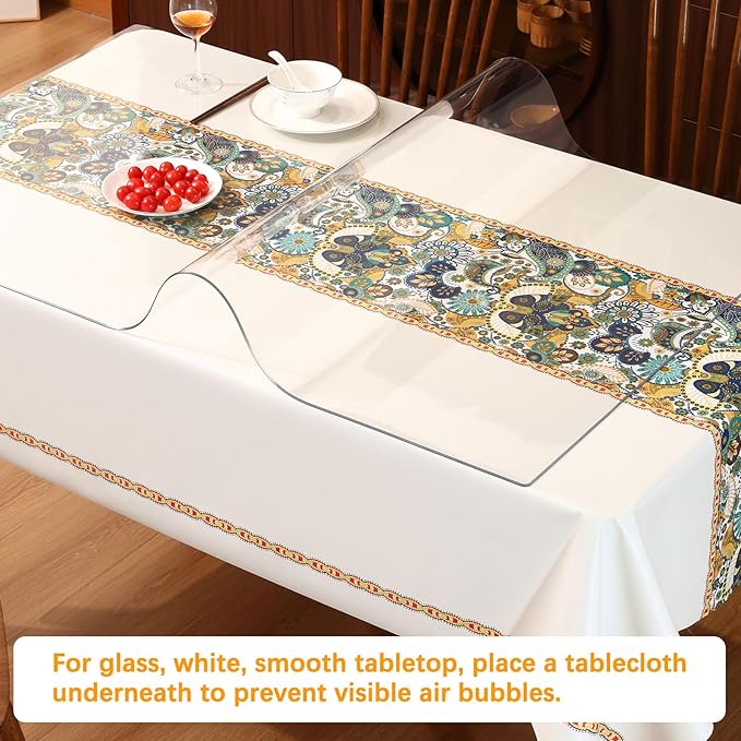36 x 120 Inch Clear Plastic Dining Table Protector Tablecloth Desk Pad Mat Wooden Furniture Coffee End Office Conference Dinner Table Top Protection Countertop Cover Waterproof Rectangular PVC Vinyl