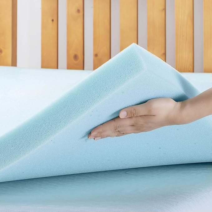 Best Price Mattress 2.5 Inch Ventilated Memory Foam Mattress Topper, Cooling Gel Infusion, CertiPUR-US Certified, Dorm Essentials, Short Queen