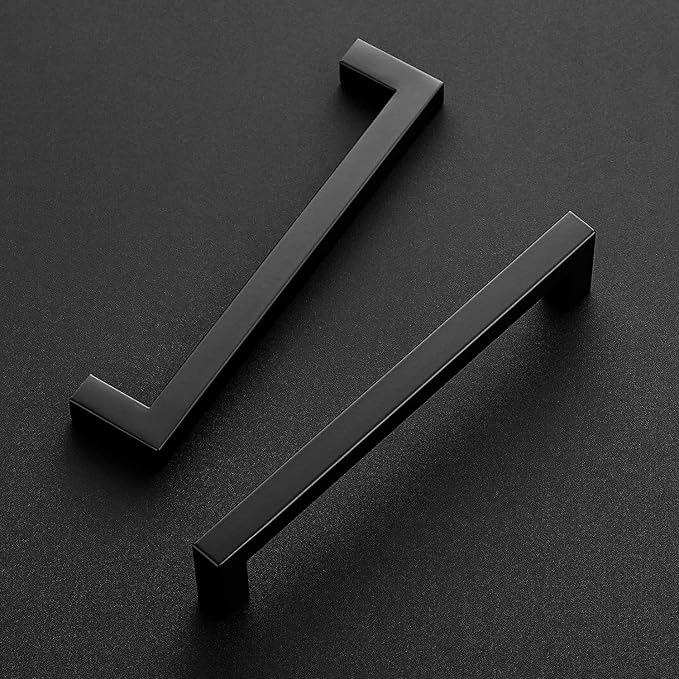 Ravinte 25 Pack 6-1/4 Inch Square Cabinet Handles - Matte Black Stainless Steel Drawer Pulls for Kitchen Hardware