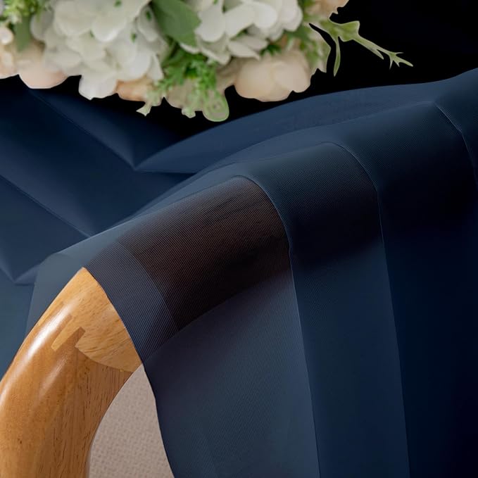 Chyhomenyc Sheer Curtains Extra Long 96 inch 2 PCS- Casual Style Airy & Breathable with Amount Light Sheer Panels for Patio/Glass Door (1 Pair Set=Total 84 inches Wide, Each W42 x L96, Navy Blue)
