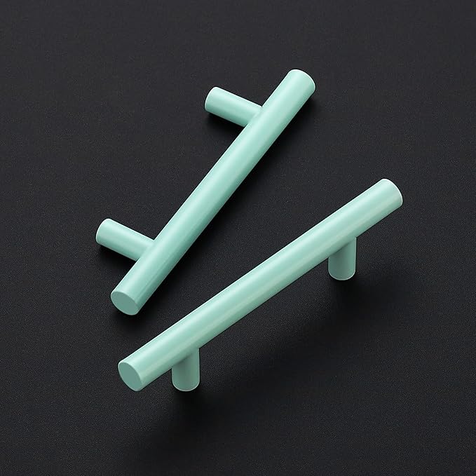 Ravinte 24 Pack | 5 Inch Cabinet Pulls Green Stainless Steel Kitchen Drawer Pulls Cabinet Handles 5 InchLength, 3 Inch Hole Center