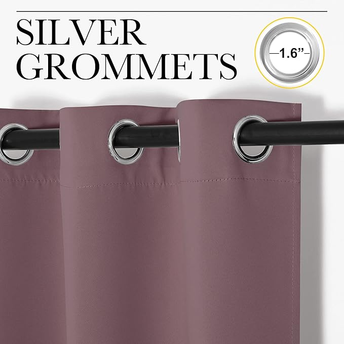 NICETOWN 84 inches Blackout Curtains for Office and Theater, Dry Rose, 1 Pair, 42 inches Wide, Thermal Insulated Solid Grommet Drapes for Living Room