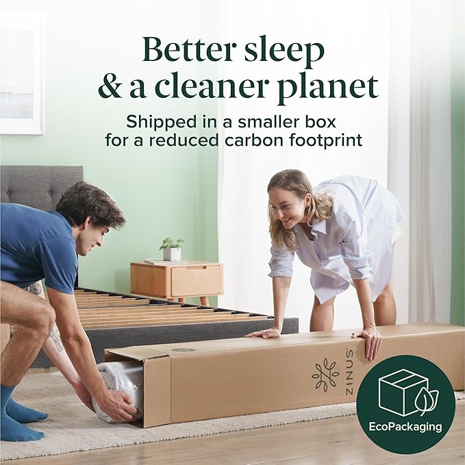 ZINUS 12 Inch Foam and Spring Hybrid Mattress [New Version], Queen, Fiberglass Free, Medium Firmness, Durable Support, Certified Safe Foams & Fabric, Mattress in A Box