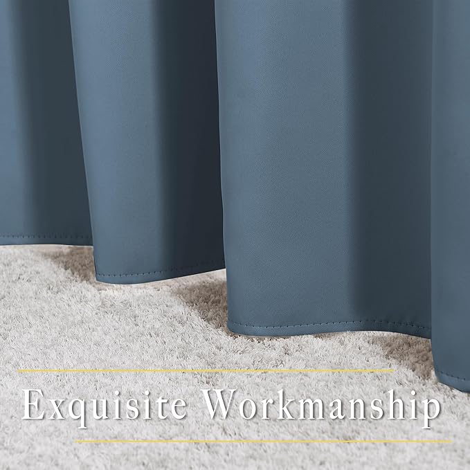 NICETOWN Smoky Blue Sliding Door Curtains 2 Panels Set 118 inches Long, Grommet Thermal Blackout Curtains Privacy Room Divider Sound Reducing for Bedroom/Living Room, W66 x L118