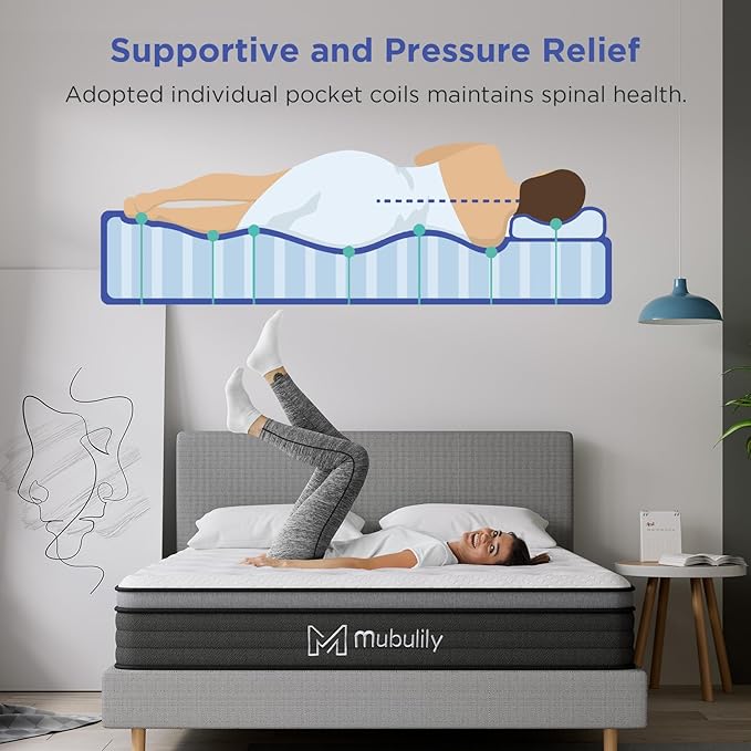 Full Mattress,12 Inch Hybrid Mattress in a Box with Gel Memory Foam,Individually Wrapped Pocket Coils Innerspring for a Cool & Peaceful Sleep,CertiPUR-US.