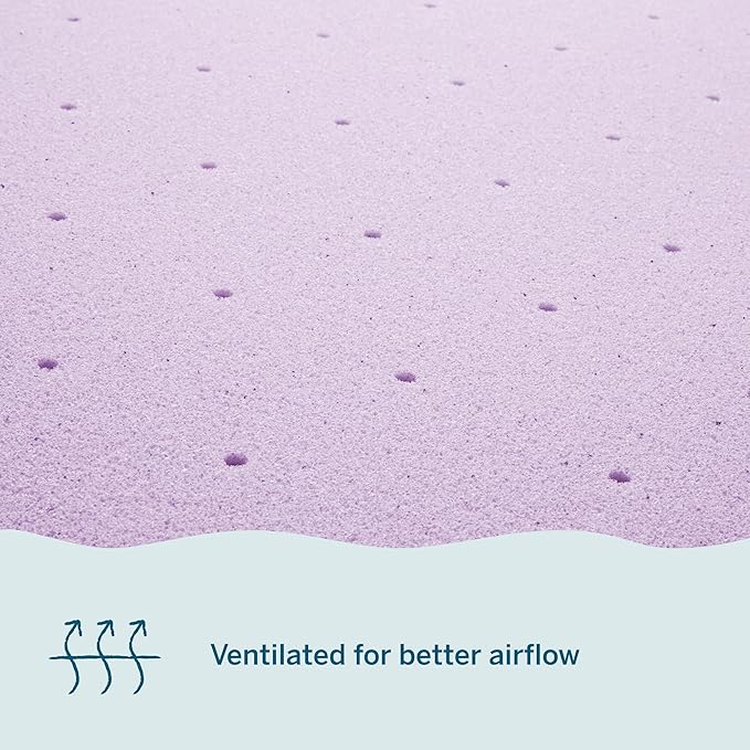 LUCID 2 Inch Lavender Infused Memory Foam Mattress Topper, Twin Size – Ventilated Design – Pressure Relieving Bed Topper - Mattress Pad – CertiPur Certified