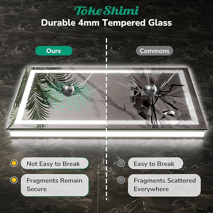 TokeShimi LED Bathroom Mirror 72 x 32 Lighted Bathroom Vanity Mirror with Lights,Brighter Frontlit and Backlit Light up Anti Fog Mirror