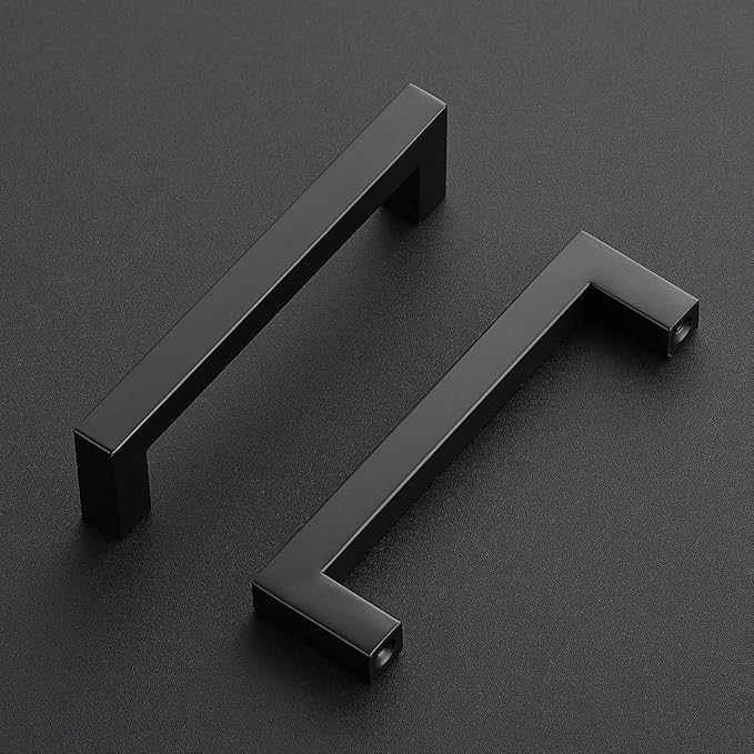 Ravinte 15 Pack Black Cabinet Pulls 4-1/2 Inch Square Kitchen Cabinet Handles Matte Black Kitchen Hardware for Drawer Pulls Drawer Handles Come with Screwdriver